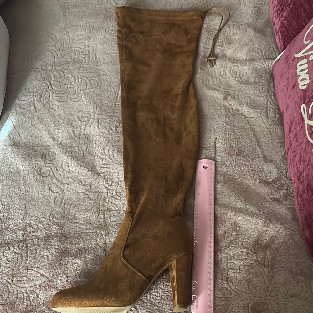 Nature Breeze Brown Over the Knee Boots with Stiletto Heel